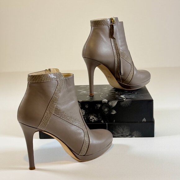 Elizee Taupe Beige Deia Side-Zip Platform Bootie - Picture 5 of 11